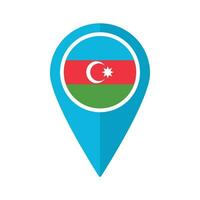 Flag of Azerbaijan flag on map pinpoint icon isolated light blue color vector