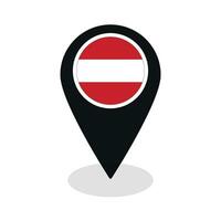 Flag of Austria flag on map pinpoint icon isolated black color vector