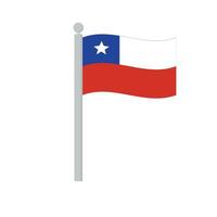 bandera de Chile en asta de bandera aislado vector