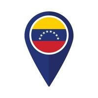 Flag of Venezuela flag on map pinpoint icon isolated blue color vector