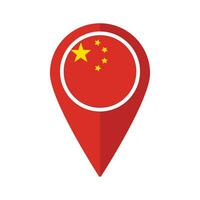 Flag of China flag on map pinpoint icon isolated red color vector