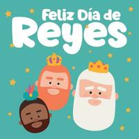 contento Epifanía escrito en español. Tres gracioso sabio hombres. reyes de orientar en verde antecedentes. vector