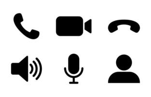 Call, video camera, end, microphone, speaker, and profile icon vector. Communication elements vector