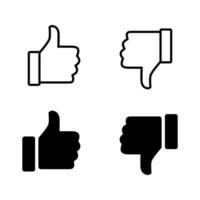 me gusta y disgusto icono vector. social medios de comunicación pulgar arriba abajo vector