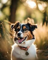 Playful pet portrait in natural surroundings, capturing boundless AI Generative photo
