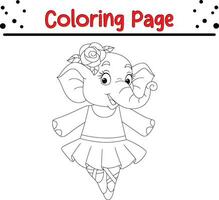 Elephant animal coloring page for kids vector