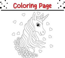 Cute Unicorn coloring page for kids vector