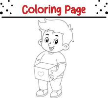 Cute boy coloring page for children. Vector illustration coloring book.