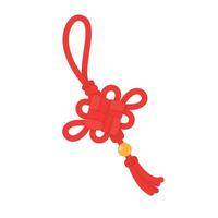 Chinese tassels. Red ropes woven into knots used for Chinese New Year decorations. vector