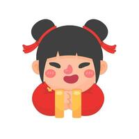 Chinese children in red national costumes For welcoming the Chinese New Year festival vector