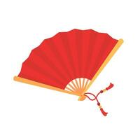 Chinese paper fan red handmade folding fan Elements for Chinese New Year Festival vector