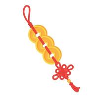 Chinese tassels. Red ropes woven into knots used for Chinese New Year decorations. vector