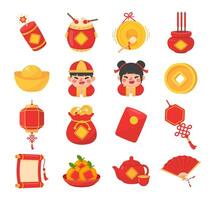 Collection of elements for Chinese New Year celebrations vector