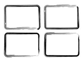 Grungy rectangular frame, brush rectangles vector illustration.