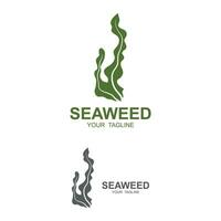 Seaweed Logo Design, Underwater Plant Illustration, Cosmetics And Food Ingredients vector