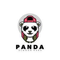 Panda rapper logo cartoon design vector