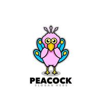 Cute peacock mascot vector