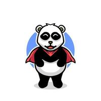 panda superhéroe mascota dibujos animados vector