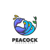 Peacock simple cartoon design logo vector