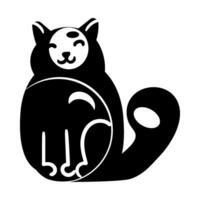 Winter Monochrome Happy Cat Toy Doodle Silhouette vector