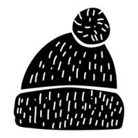 invierno monocromo sombreros garabatear silueta vector