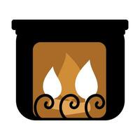 lujo calentar hogar ardiente madera boho estilo icono vector