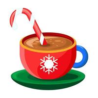 Navidad cerámico caliente cacao jarra dibujos animados estilo icono vector