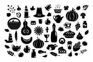 Thanksgiving Food Silhouettes Big Set vector
