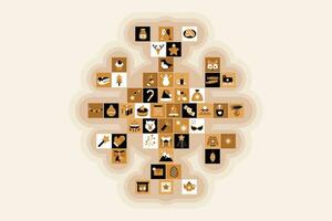 Luxury Snowflake Stacked Collage Boho Style Icons vector