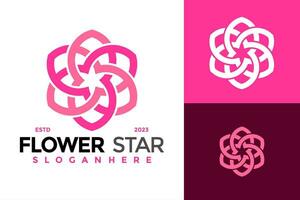 Flower Star Logo design vector symbol icon illustration