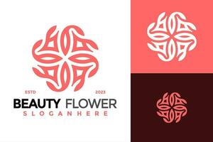 Beauty Flower Pink Logo design vector symbol icon illustration