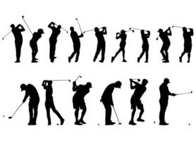 High details of golf player silhouette. Minimal symbol and logo of sport. Fit for element design, background, banner, backdrop, cover. Vector Eps 10