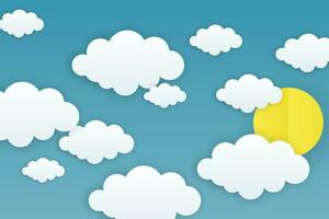 Cloud background in paper cut style vector