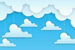 Cloud background in paper cut style vector