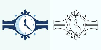 nuevo estilo término análogo reloj plano vector icono. símbolo de hora gestión, cronómetro con hora, minuto, y segundo flecha. sencillo ilustración aislado en un blanco antecedentes.