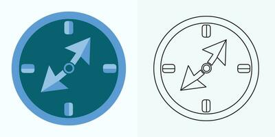 nuevo estilo término análogo reloj plano vector icono. símbolo de hora gestión, cronómetro con hora, minuto, y segundo flecha. sencillo ilustración aislado en un blanco antecedentes.