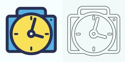 new style Analog clock flat vector icon. Symbol of time management, chronometer with hour, minute, and second arrow. Simple illustration isolated on a white background.