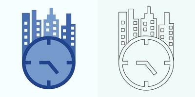 Clock icon in flat style, timer on color background. Vector design element