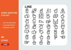 Hand gesture detailed icon set pro vector