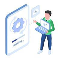 An illustration design of app installation vector