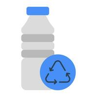 conceptual plano diseño icono de botella reciclaje vector