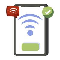 Internet signal inside smartphone showcasing mobile wifi icon vector