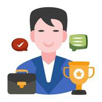Conceptual flat design icon of successful employee vector