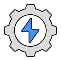 Bolt inside gear, icon of energy management vector