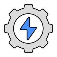 Bolt inside gear, icon of energy management vector