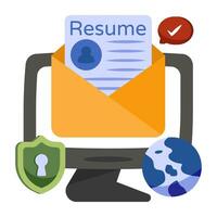 A flat design icon of online resume vector