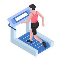 Conceptual flat design illustration of treadmill running vector