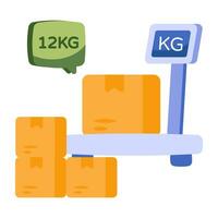 Conceptual flat design icon of parcel weighing vector