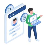 A unique design illustration of bitcoin login vector