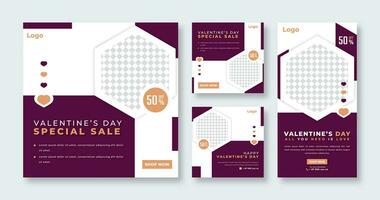 Valentine's Sale Social Media Post for Online Marketing Promotion Banner, Story and Web Internet Ads Flyer vector